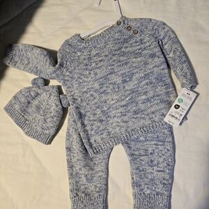Blue Knit Baby Outfit Set